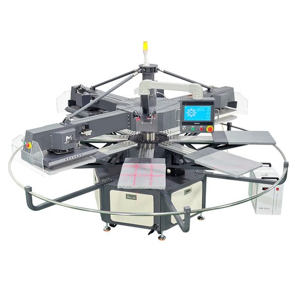 APEX X8 - 3 Heat Plate + 1 Cooling Plate 8 Station 16” x 20” Fully Automatic Rotary Heat Press - MICROTEC USA