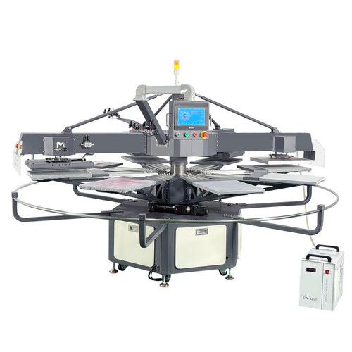 APEX X8 - 3 Heat Plate + 1 Cooling Plate 8 Station 16” x 20” Fully Automatic Rotary Heat Press - MICROTEC USA