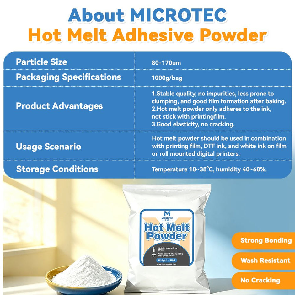DTF Hot Melt Powder 1KG (1000 Grams) - MicroTec USA - MICROTEC USA - 40070001