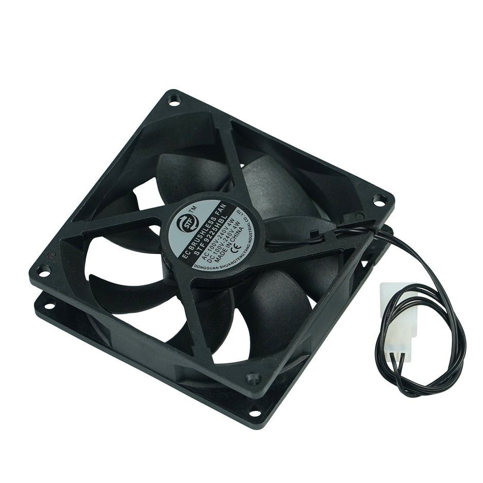 Fan, 3.54 × 3.54, AC 100-240V, 4W, with Cover, Matching Plug Terminals - MicroTec USA - MICROTEC USA - 10070013