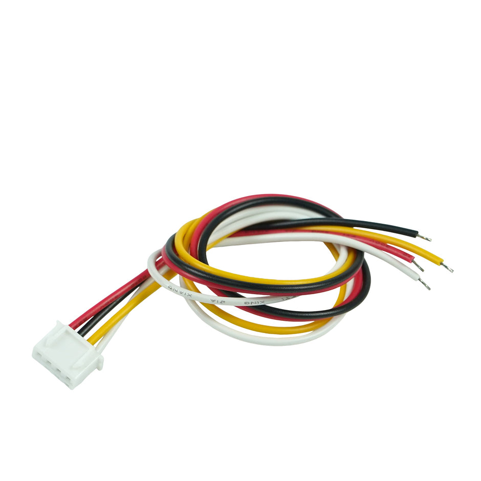 Flat Cable, Pressure Connection Wire, XH2.54 Terminal Wire 4P22AWG, Length 11.81", Color Sequence from Left to Right: Red, Black, Yellow, White - MicroTec USA - MICROTEC USA - 10220022