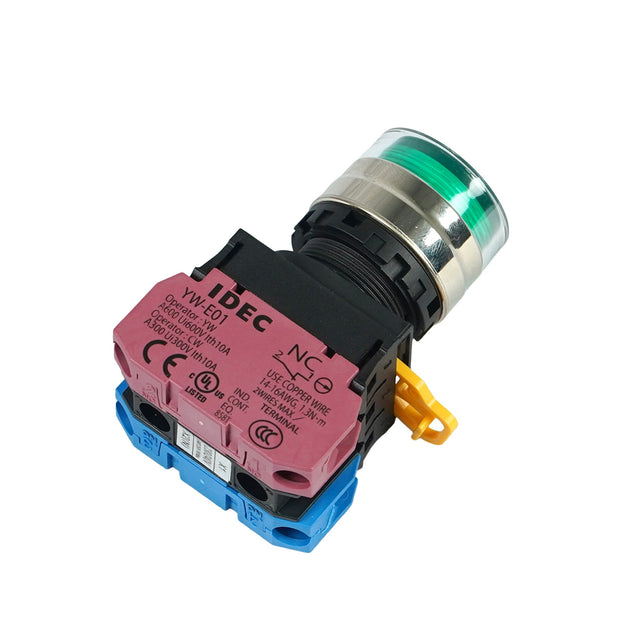 Switch, Lighting Push Button, with Metal Frame-YW4L-MF2E11QM3G-Green, Self-Reset - MicroTec USA - MICROTEC USA - 10020227