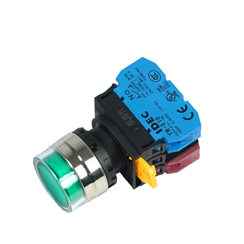 Switch, Lighting Push Button, with Metal Frame-YW4L-MF2E11QM3G-Green, Self-Reset - MicroTec USA - MICROTEC USA - 10020227