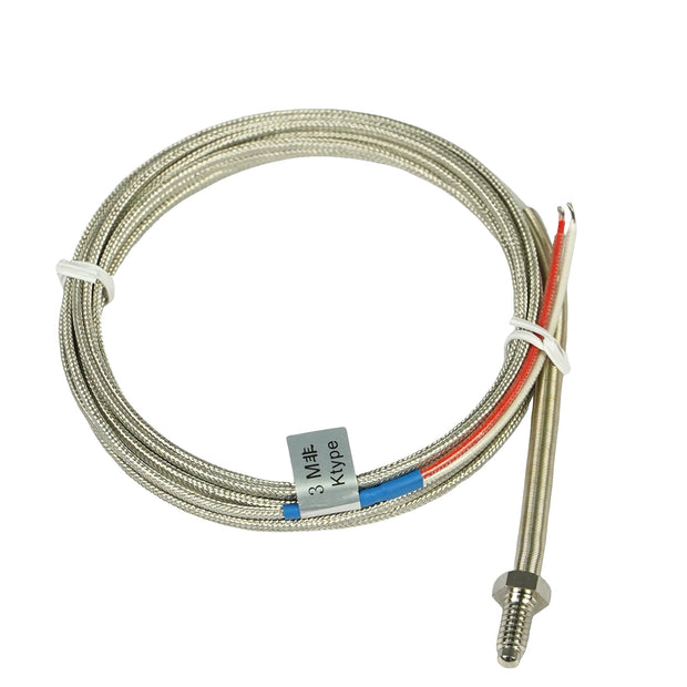 Thermocouple, Type K, 7 Wire Cores, Non-Grounded 1/4 Thread, 118.11" , No Clamped Terminals, Transparent Tube Sleeved on Wiring Port - MicroTec USA - MICROTEC USA - 10030017