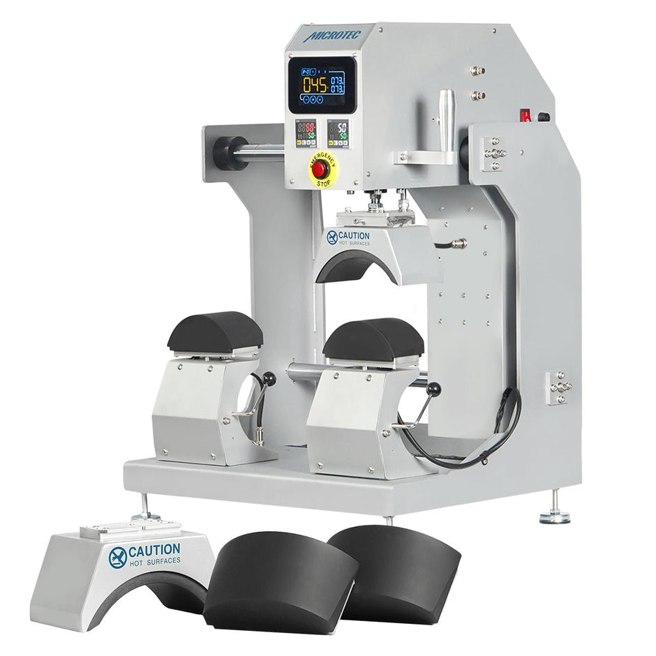 TITAN Double Station Dual Heat Pneumatic Cap & Label Combo Heat Press - MicroTec USA - MICROTEC USA - TCAP-AP2-Combo