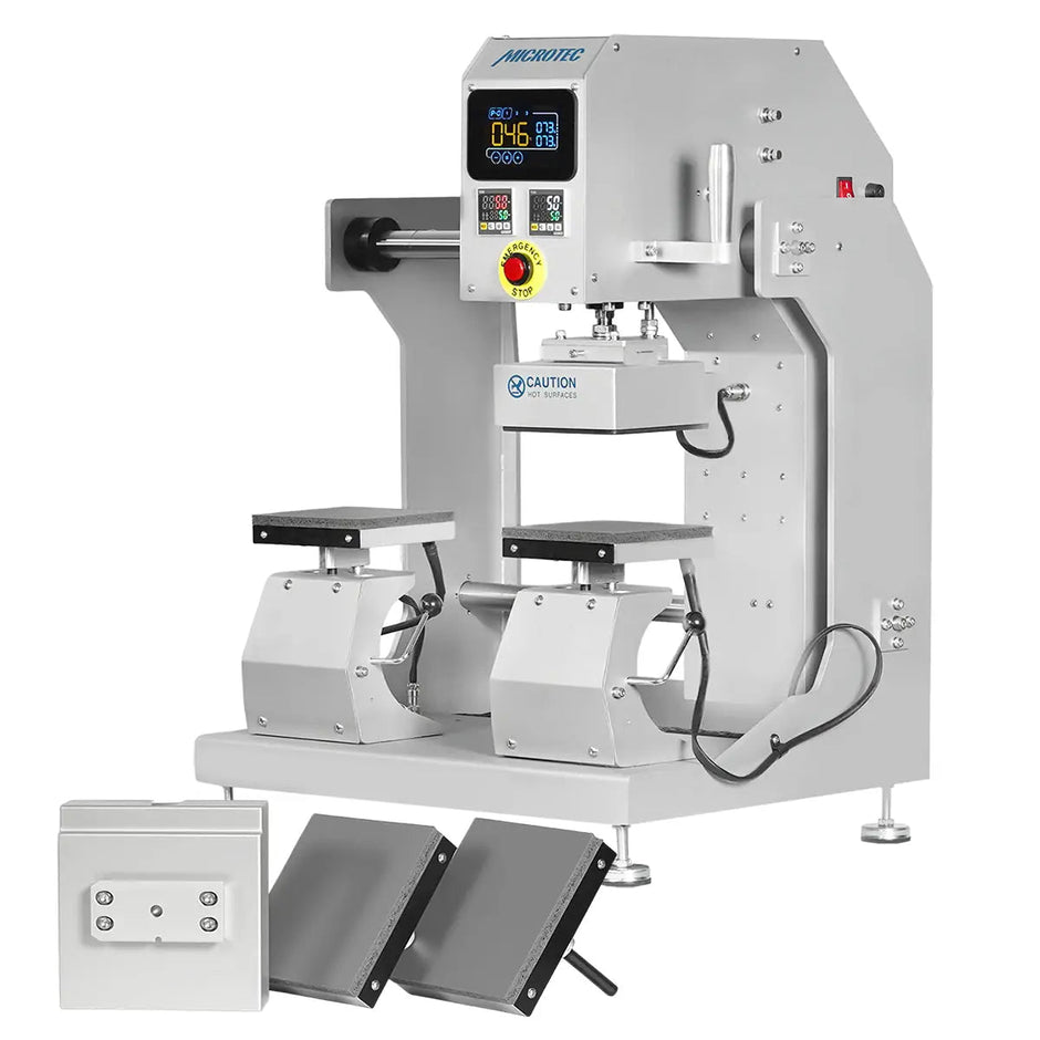 TITAN Double Station Dual Heat Pneumatic Dual Heat Cap & Label Combo Heat Press - MicroTec USA - MICROTEC USA - TCAP-PL2-Combo